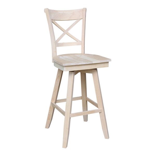 International Concepts Bar Height Table With 2 Cross Back Swivel Bar Stools - 30 in. Seat Height K-7228-42-S313SW-2 - main